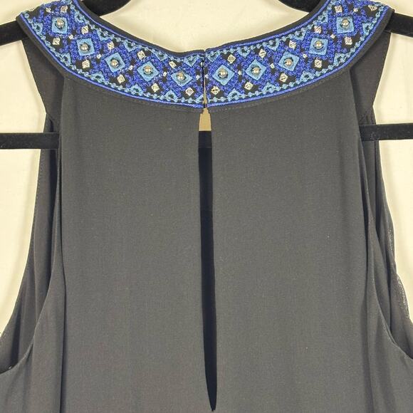 White House Black Market Dress Shift Embellished Black Blue size 8 - Picture 11 of 13